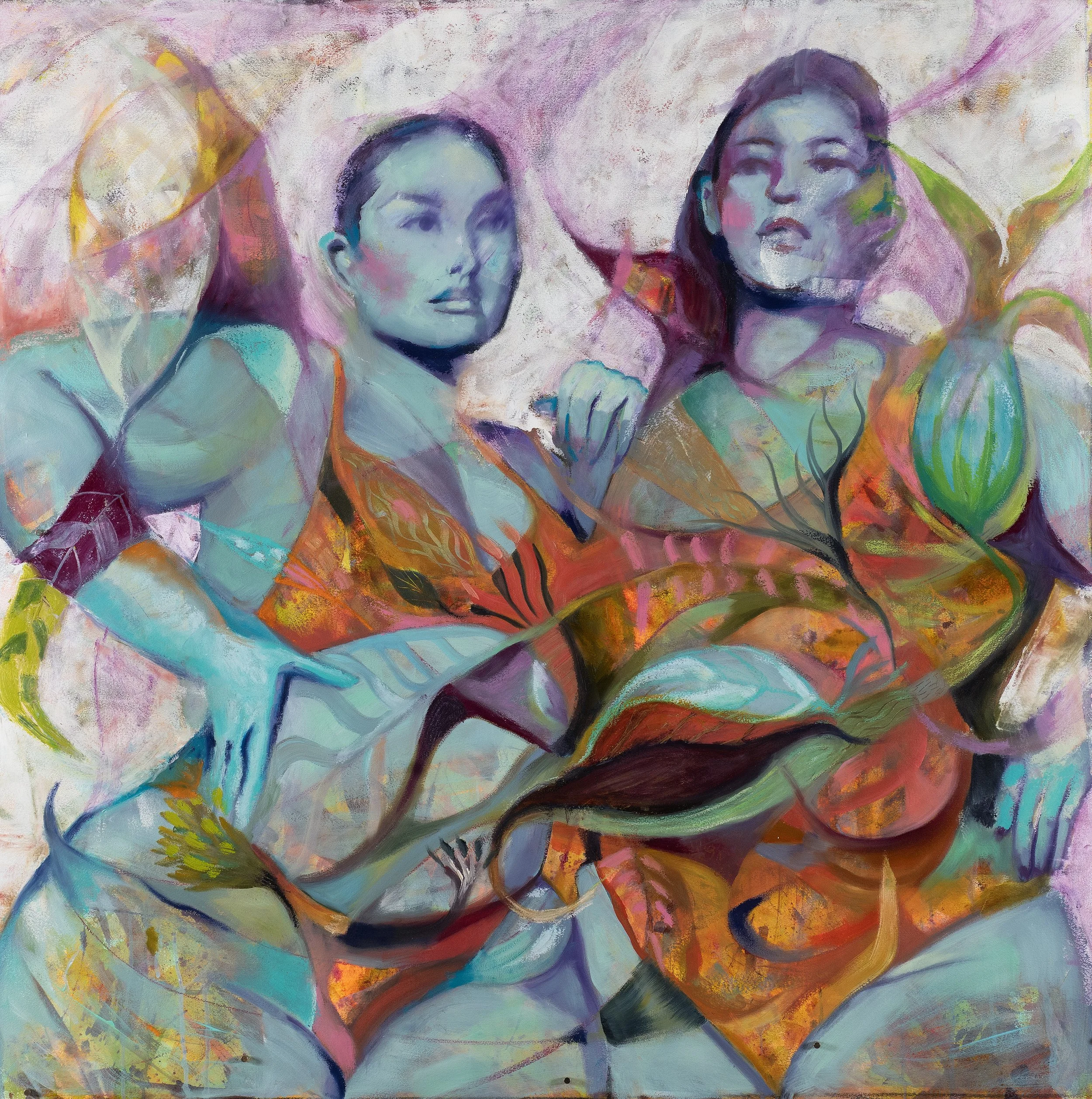 Paola Levy, Intertwined, Oil and acrylics on paper, 40”x40” $3900
