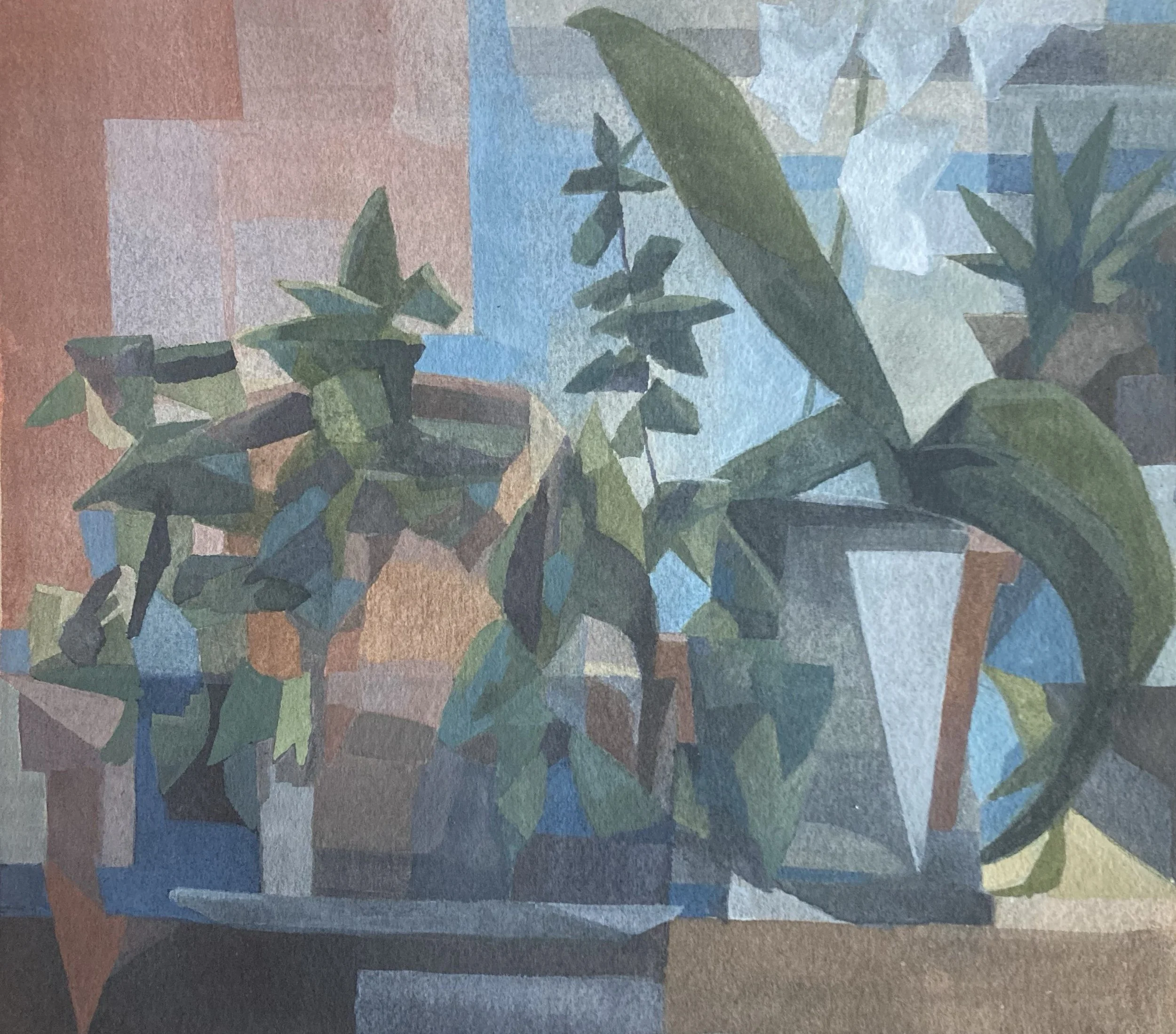Elizabeth Campbell, Cubist Plants, Watercolor and ink on paper, 9 x 8, Price $1000
