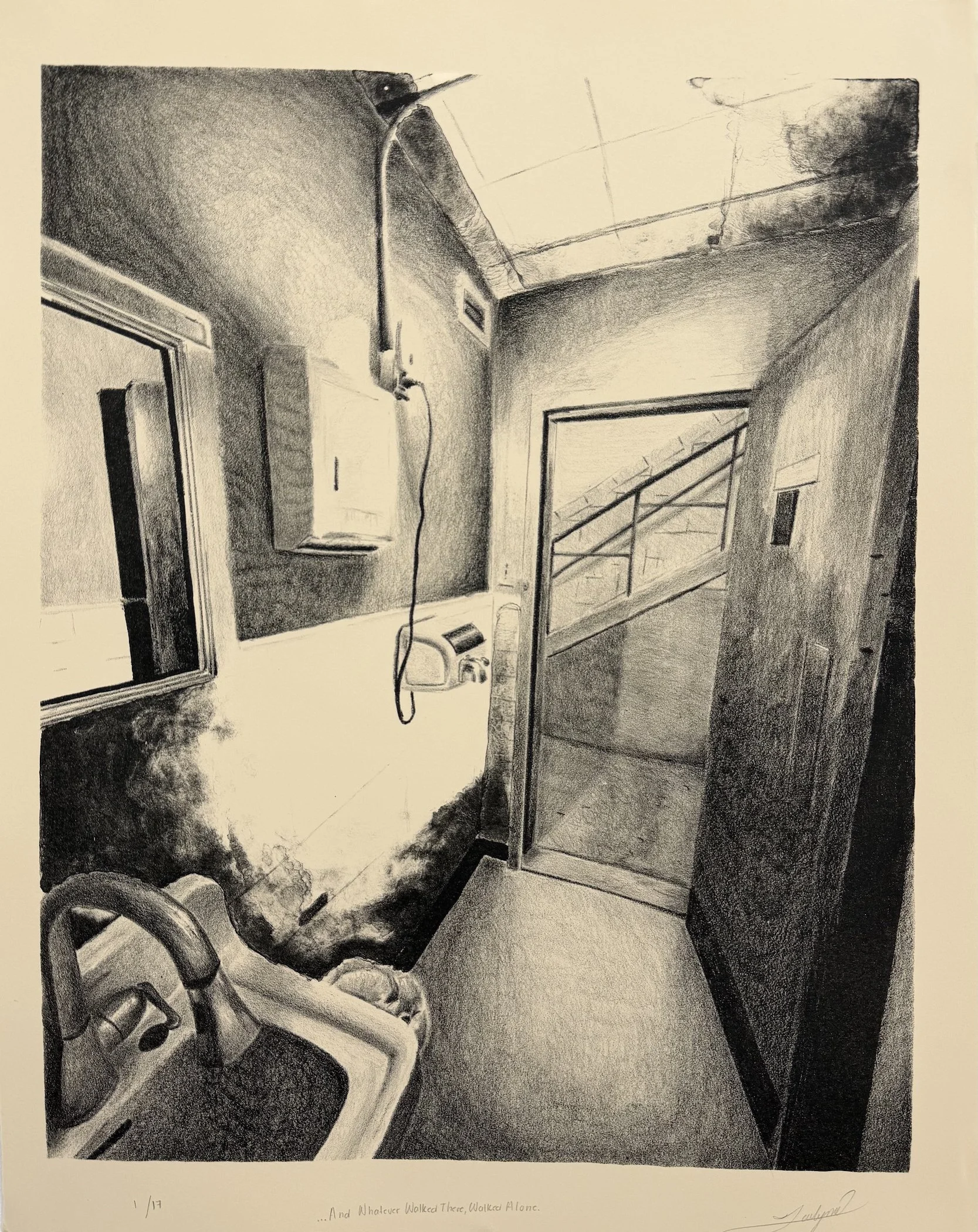 Jai España, ..And Whatever Walked There, Walked Alone... , Stone Lithograph, 23.87 x 29" $300
