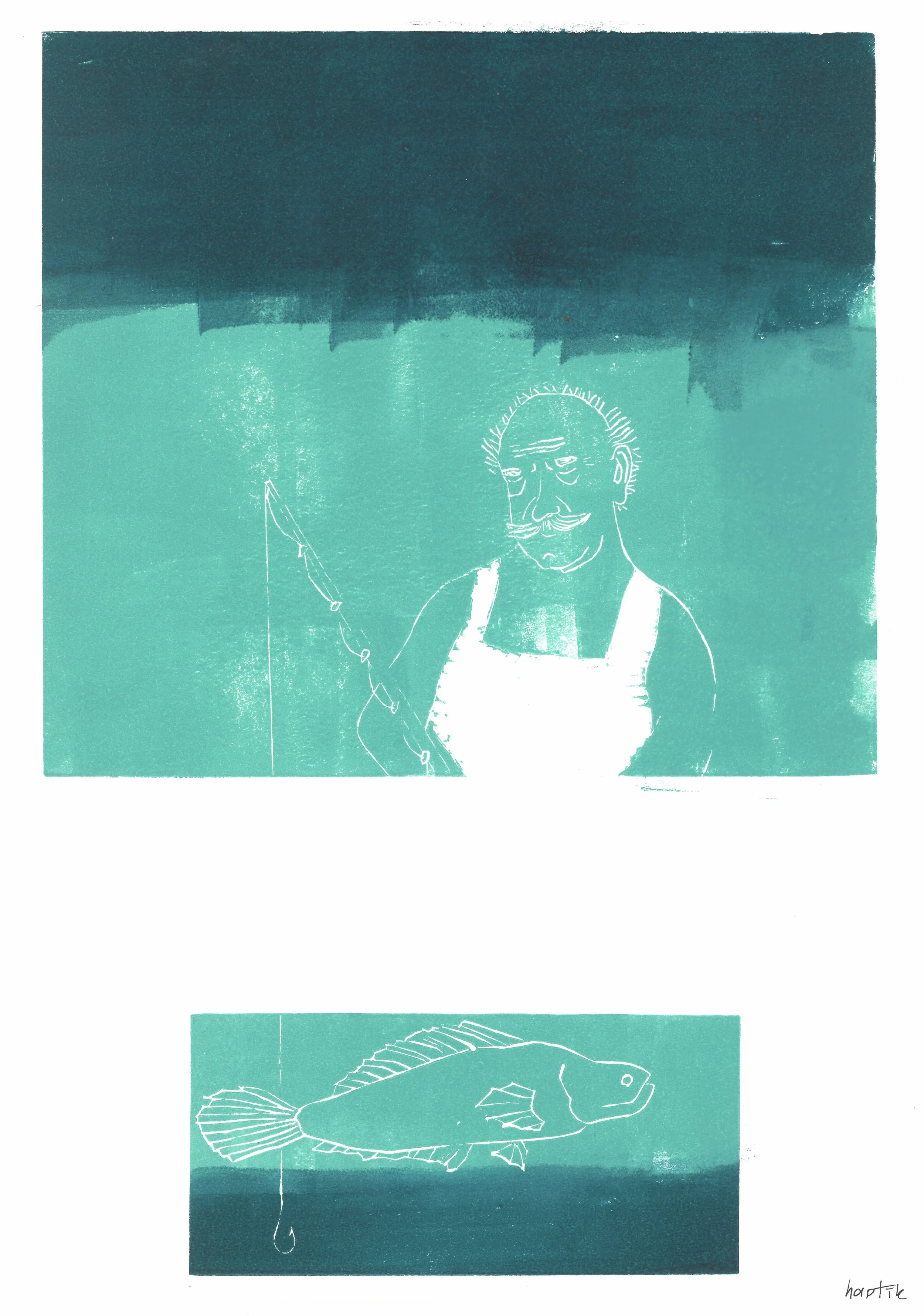 Katerina Charalampidou, Michalis, Linocut 30 x 20 cm, 75 euros
