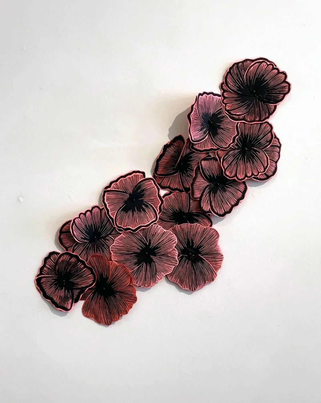 Michelle Goans, Poppy Field, Relief print and brass fasteners, 24 × 36", unframed NFS