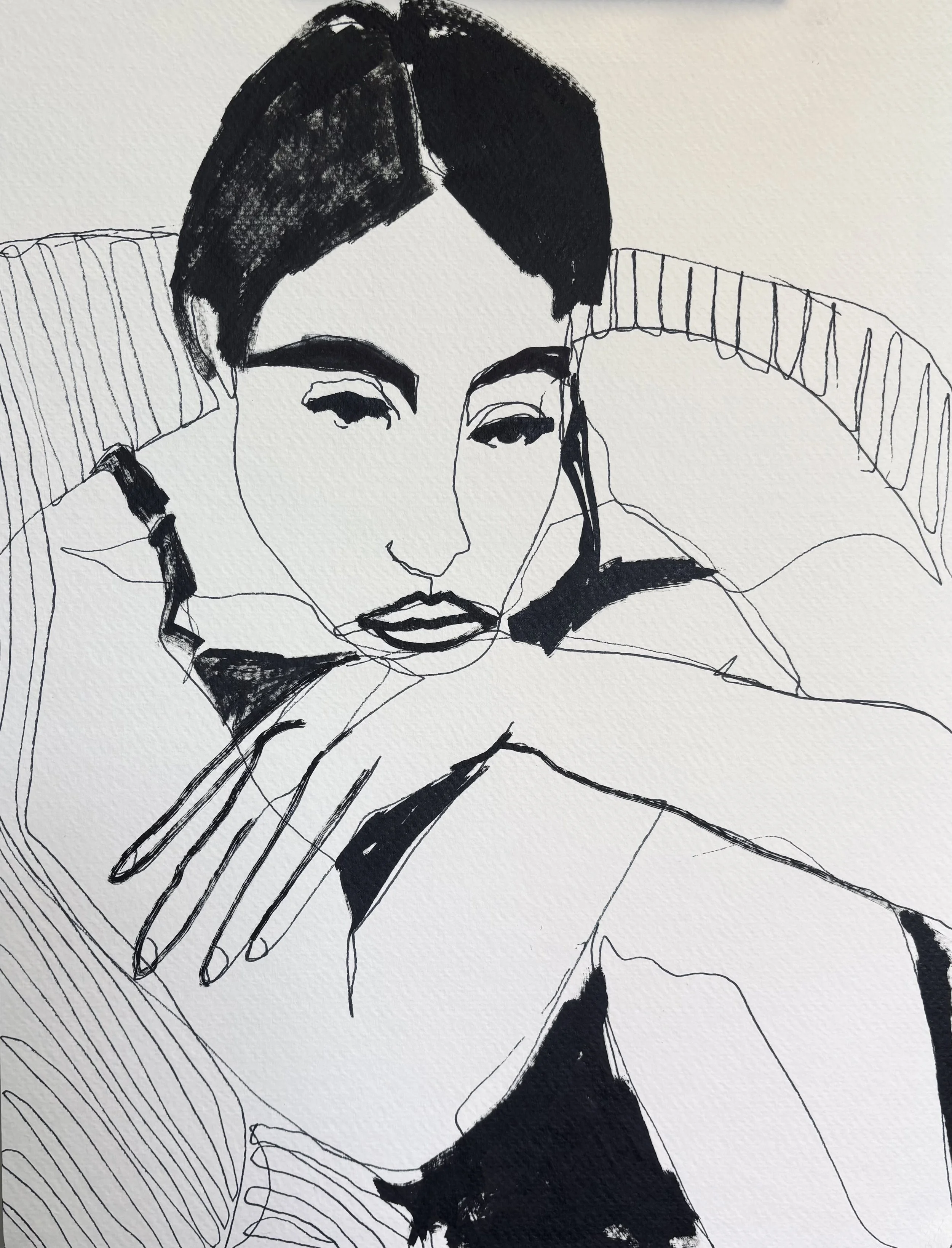 Rachel Warner, Going Back,  Ink and marker on watercolor paper, 9x12, $150

