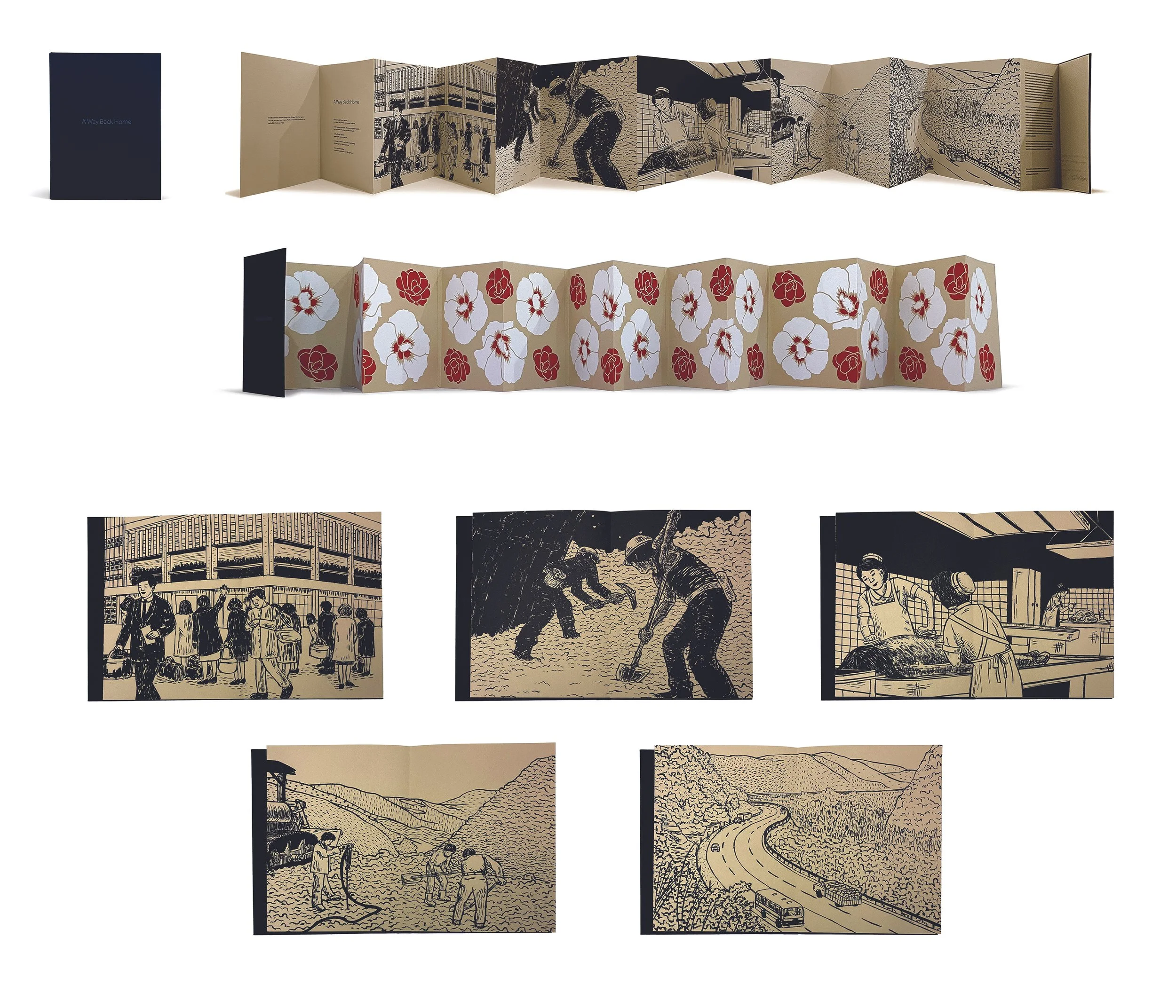 Jihae Kwon, A Way Back Home, Lithography, screen printing, and letterpress printing, 7" W × 9" H × 0.5" D, $1,100

