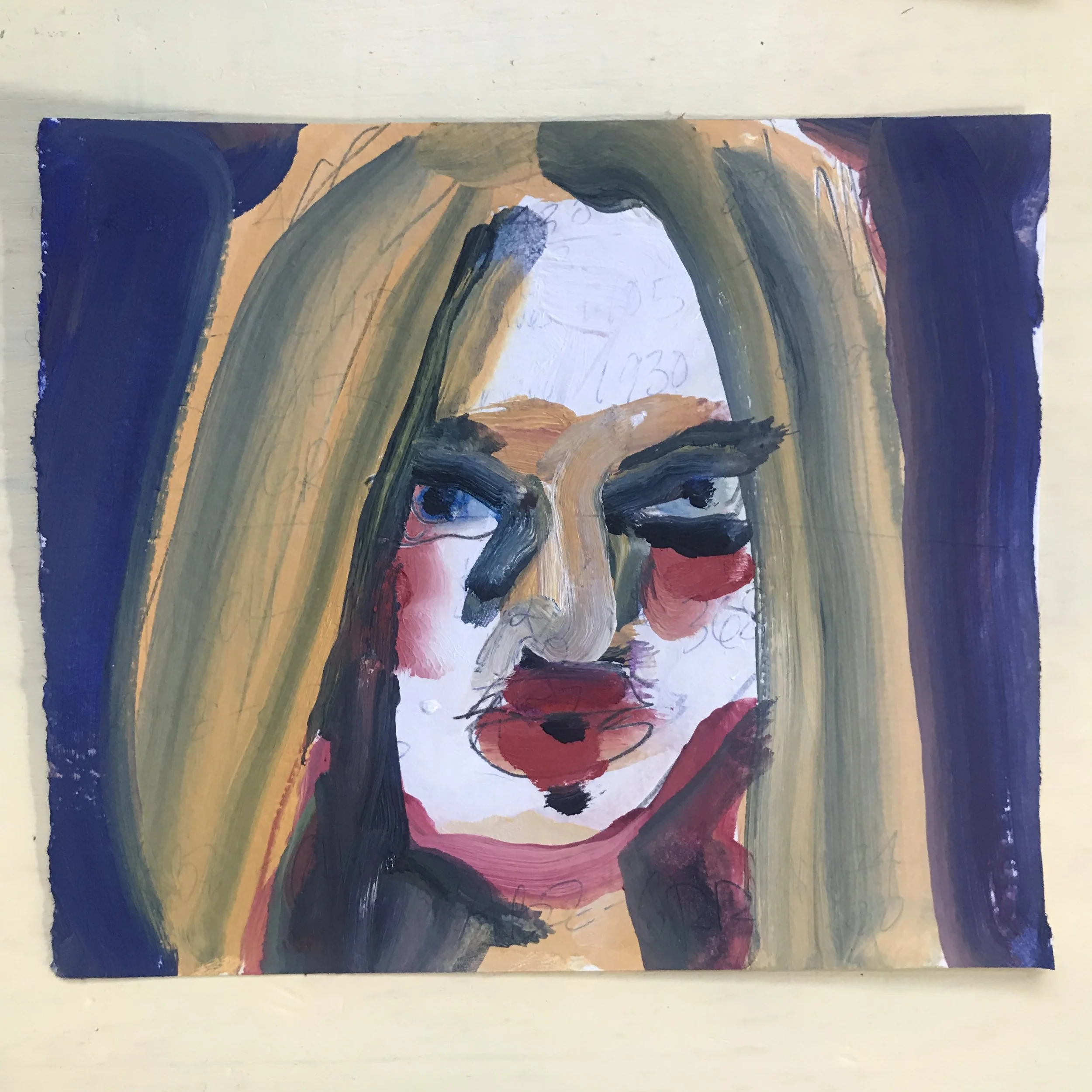 Jen Rose, A doctor did this, Oil and pencil, 4”x5” $350