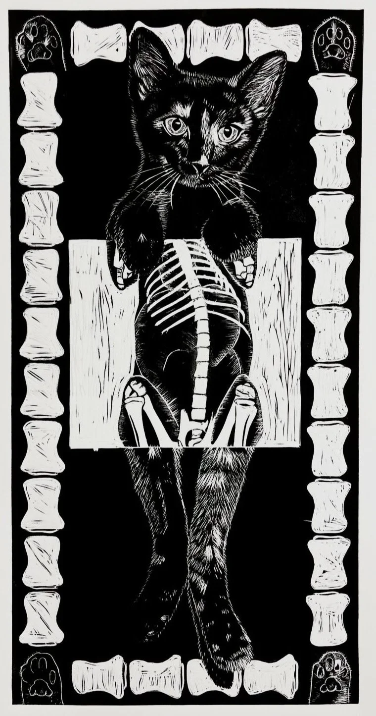 Alexandra Patton, Tiffany’s X-ray, Linoprint, 28 × 16" $275

