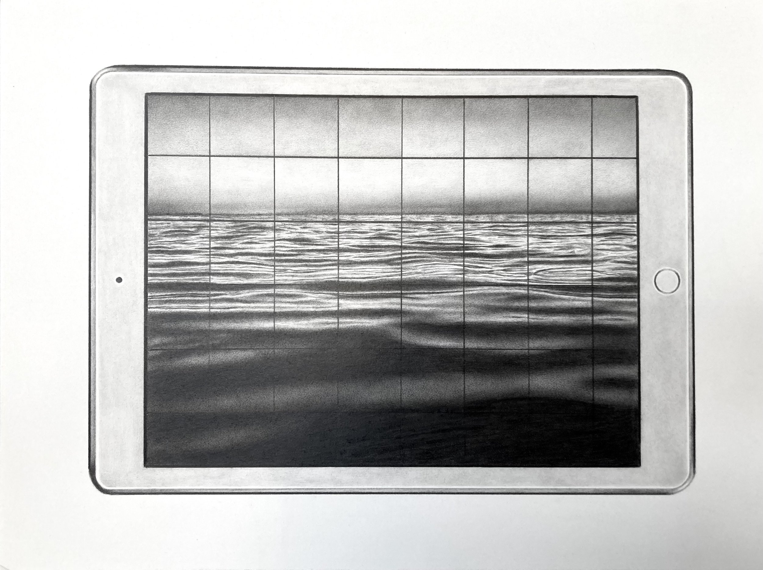 Kristina Martino, Memento Mori – Waves-Grid, graphite and black pencil on paper, 11" x 14" $2500
