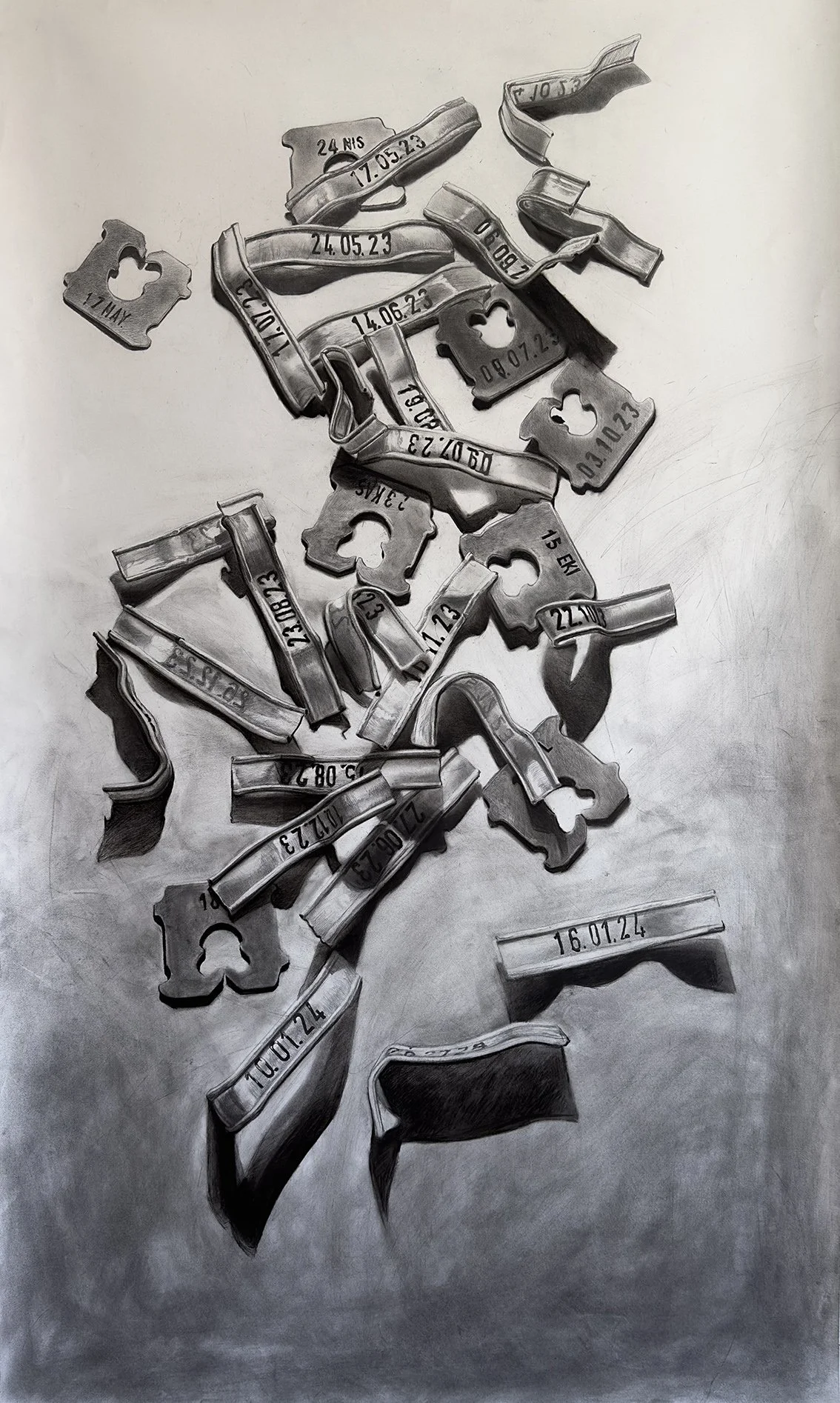 Setenay Alpsoy The Wait, Pencil, charcoal powder, graphite pencil drawing on paper. Dimensions, 50 x 100, Price £2400
