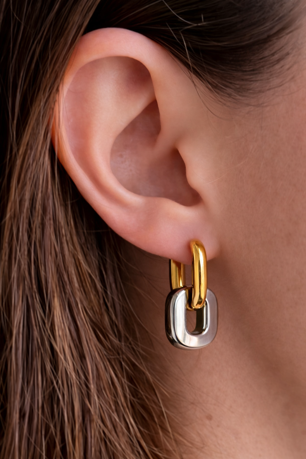 Chunky Mixed Metal Link Hoops