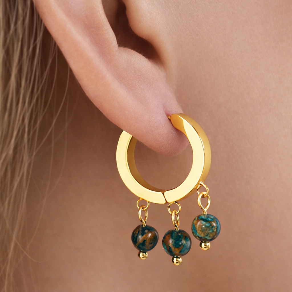 Charm Drop Gemstone Huggies