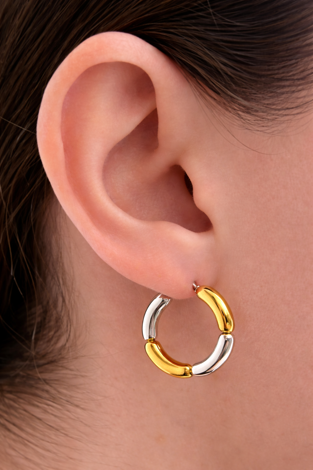 Chunky Mixed Metal Segmented Hoops