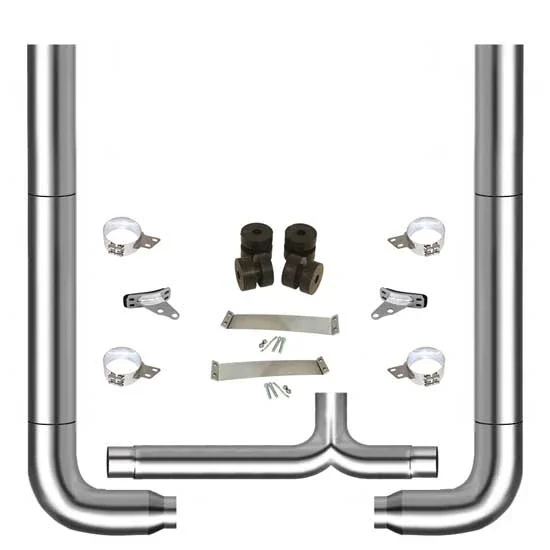 TPHD 7 Inch Chrome Exhaust Kit With Long Drop Elbows For Peterbilt 378, 379 & 389 Glider