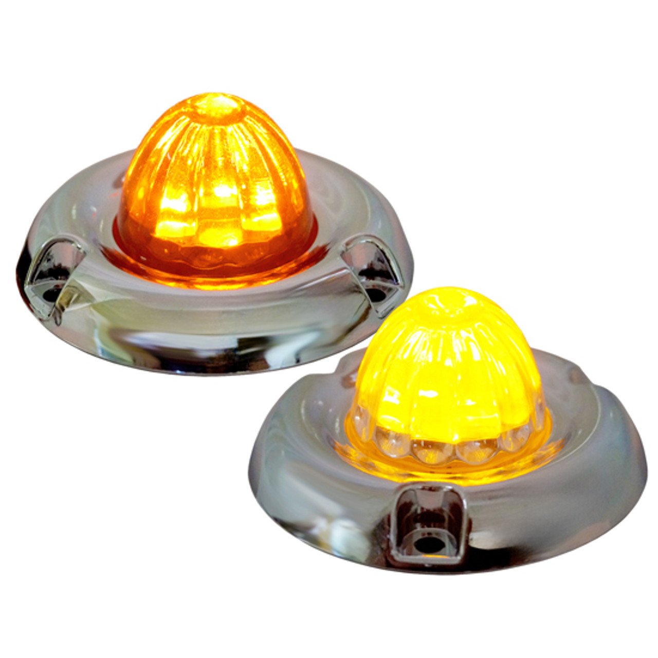 Legendary 1-1/2 Glass Watermelon Amber 2 Wire Single Function Chrome Inset Bezel LED Light