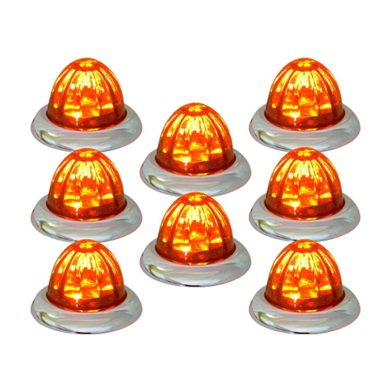 Legendary 1-1/2 Glass Watermelon Dark Amber 3 Wire Dual Function Curved Chrome Bezel, Stud Mount LED Light