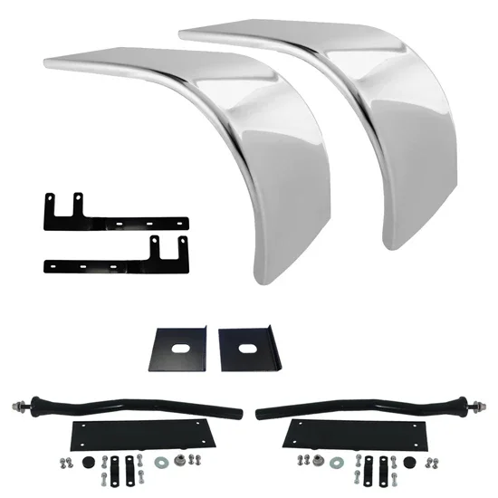Vendetta Premium Stainless Steel Half Fenders - 33.5 Inch W/ Mounting Kit For Western Star 4700SF, 4964EX/FX, 5700XE, 5964 SBA