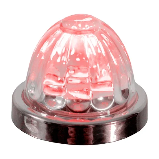 Legendary 1-1/2 Glass Watermelon Red 3 Wire Dual Function Chrome Bezel, Stud Mount LED Light