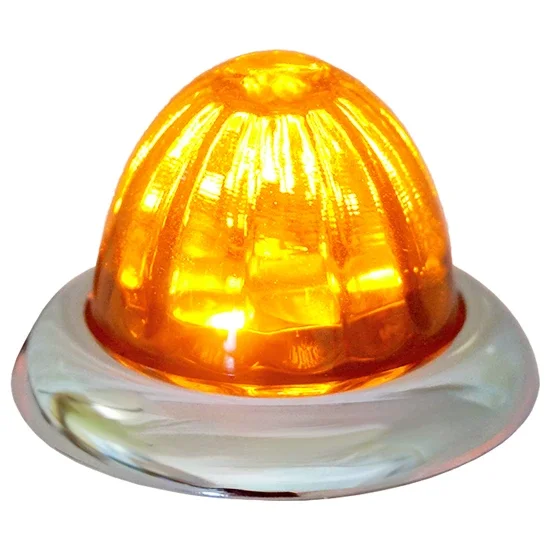Legendary 1-1/2 Inch Glass Watermelon Amber 3 Wire Dual Function Chrome Bezel, Stud Mount LED Lights
