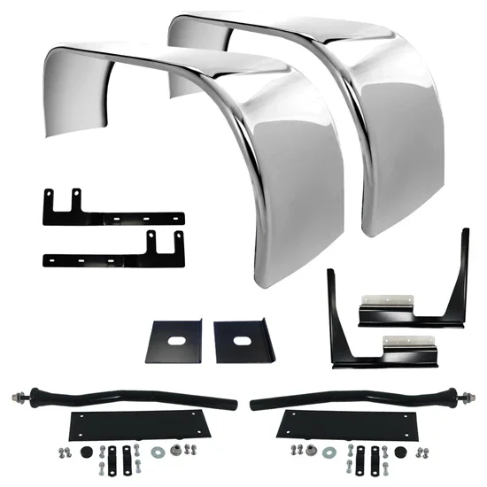 Vendetta Premium Stainless Steel Full Fenders - 33.5 Inch W/ Mounting Kit For Western Star 4700SF, 4964EX, 4964FX, 5700XE, 5964 SBA.