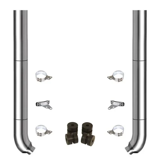 TPHD Chrome 6 Inch Exhaust Kit With OE Style Elbows For Peterbilt 379, 378 & 389 Glider