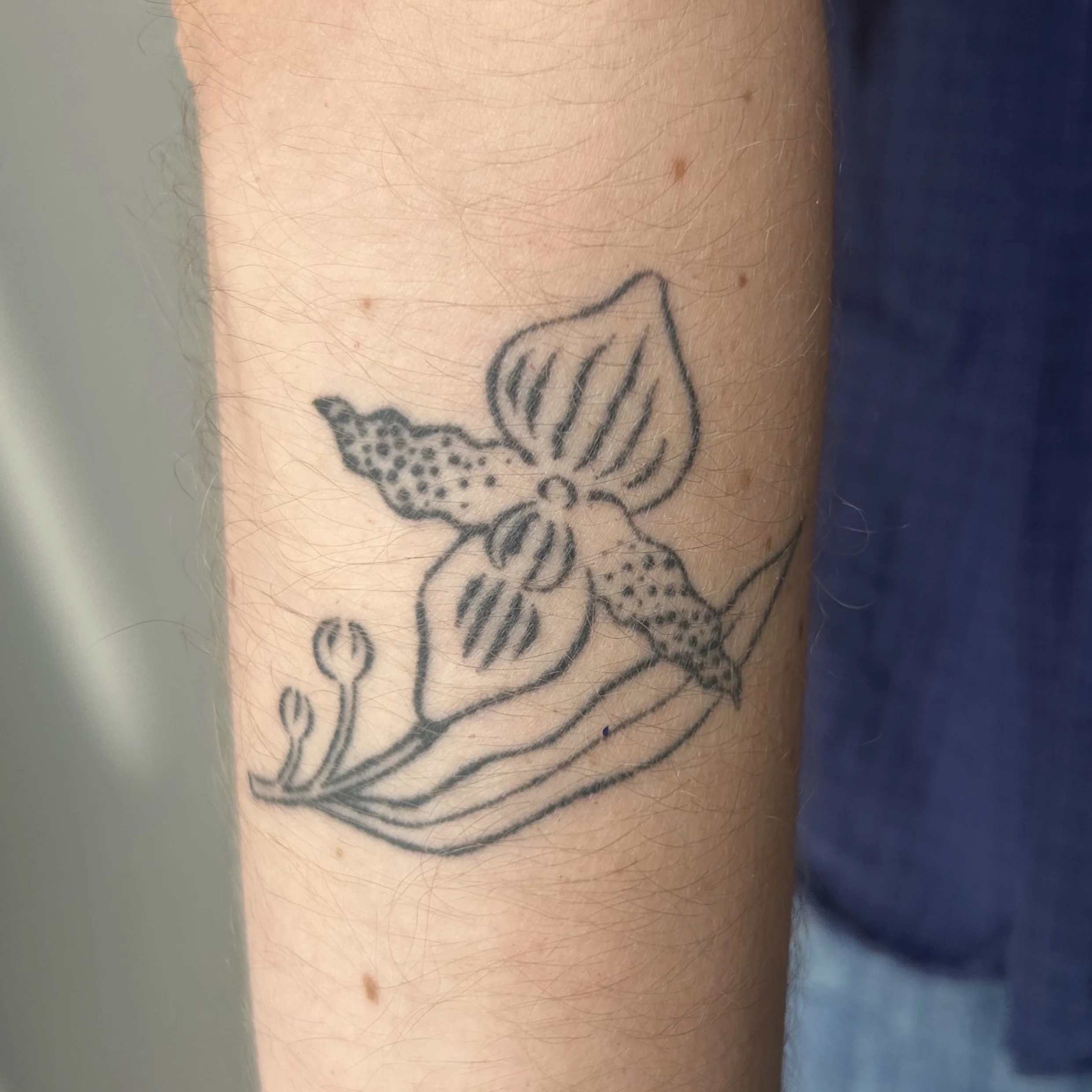 Tattoo of an orchid on the arm