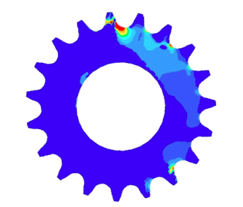 Roller-chain: Stress is focused on the first few teeth