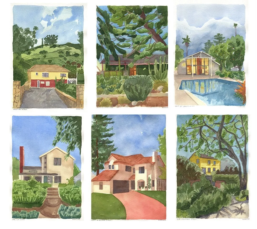 The January SoCal wildfires destroyed over 18,000 homes - these are a few of them I was able to watercolor and gift to their owners. 

I wanted to include a link to donate to LA County Fire Department, but I feel I must use this platform to kindly as