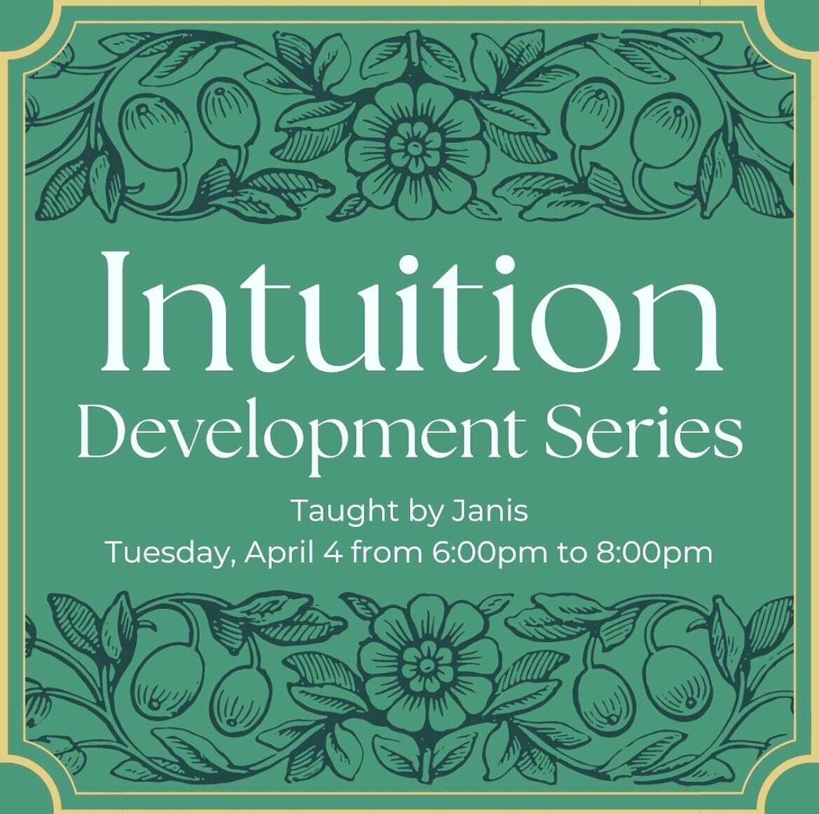 &bull; let me guide you &bull;
One of the best classes I teach, a 4-week series that methodically introduces you to your own Intuitive language, and helps you develop and expand it. I am always delighted by my students&rsquo; amazement at the progres