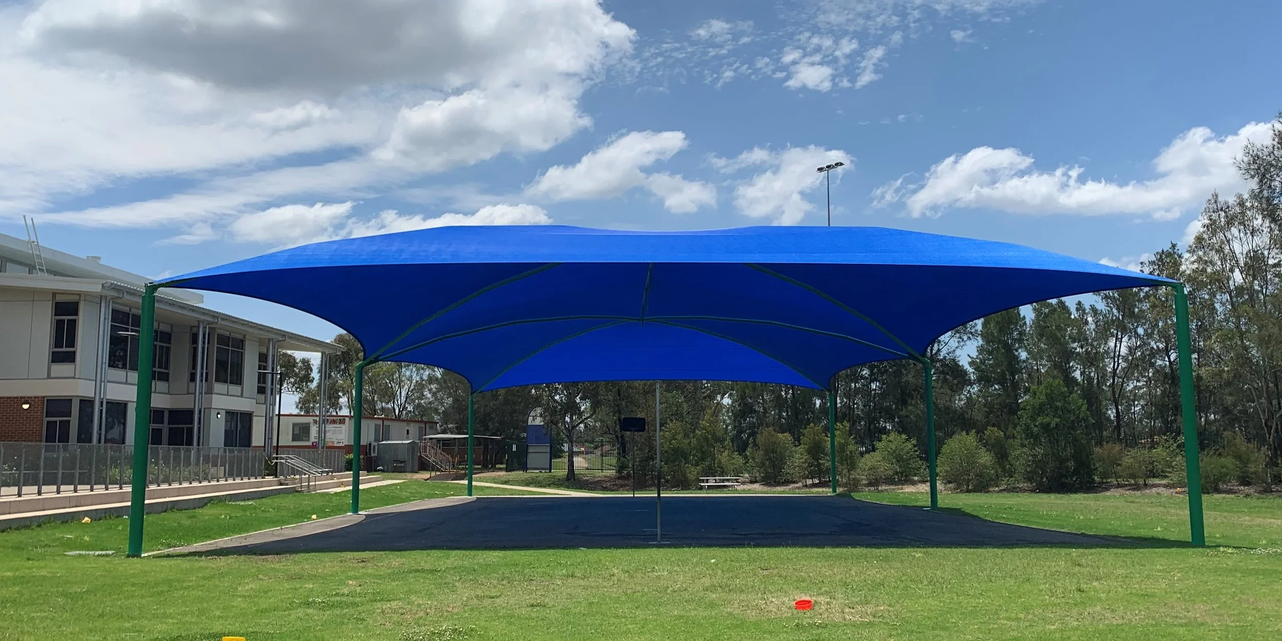 SSA Superspan™ System: Large Span School Shade Structures for Safer Sports Courts
