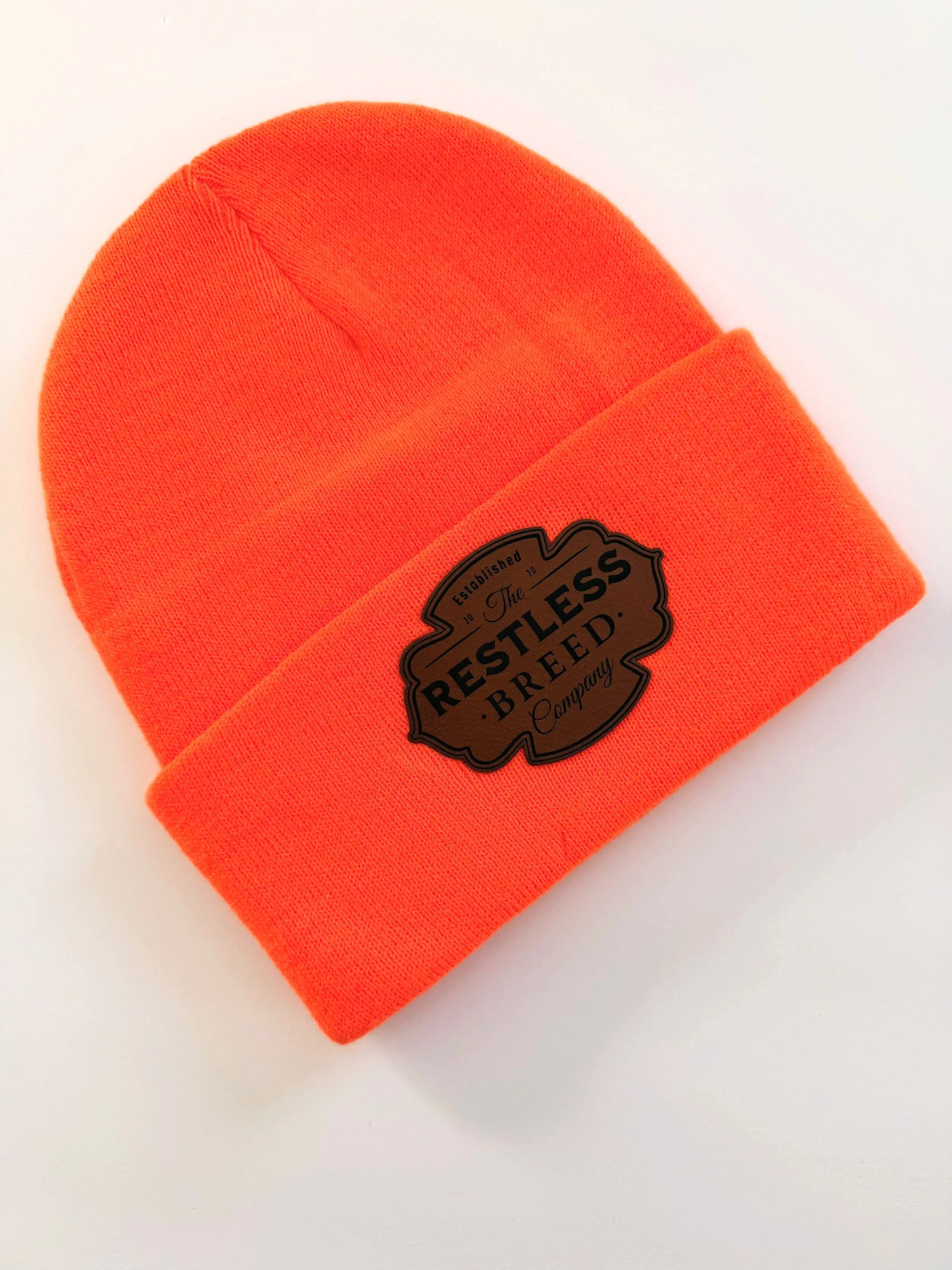 neon orange knit ski hat