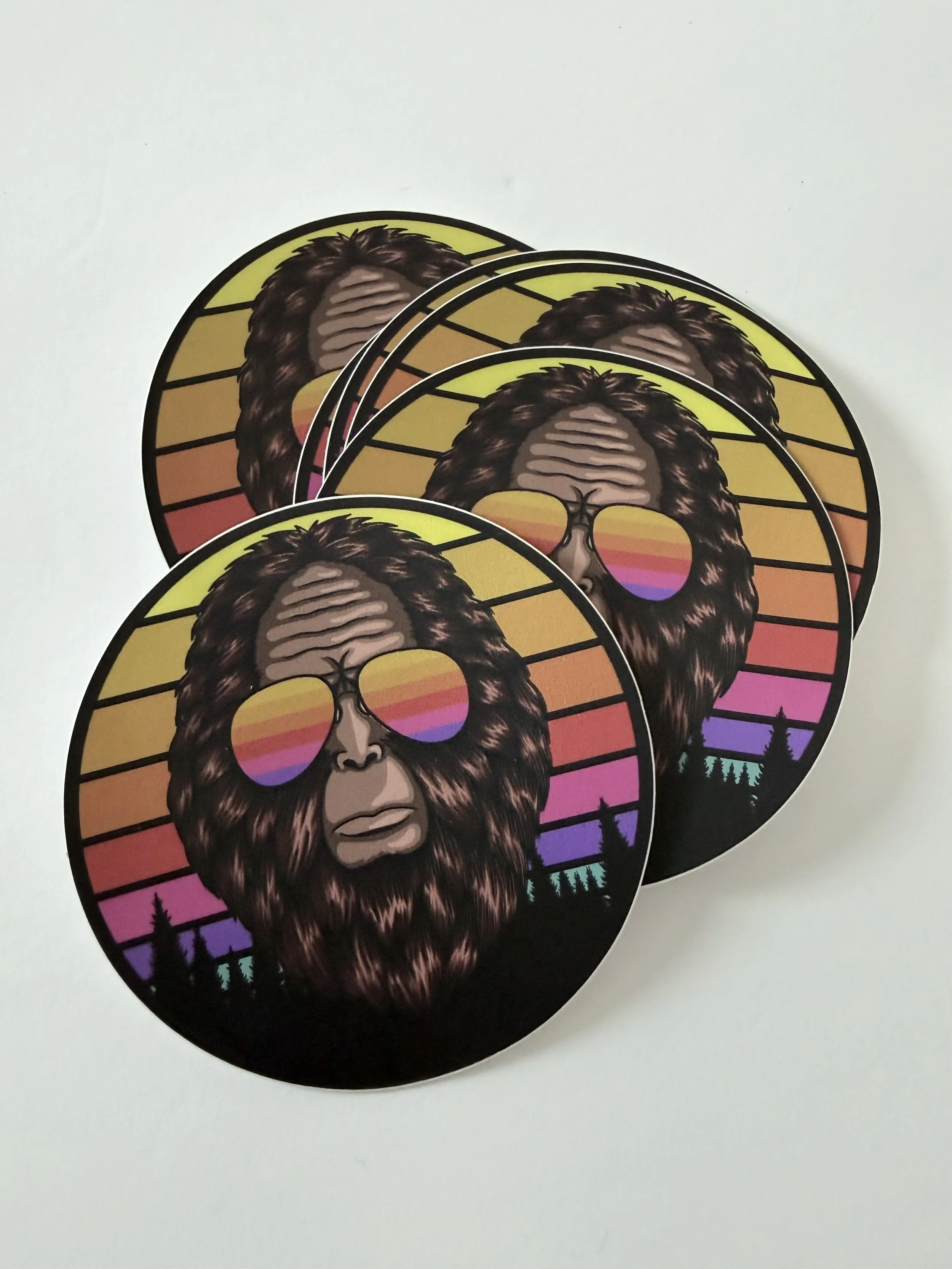 Retro Sunset Bigfoot Vinyl Sticker