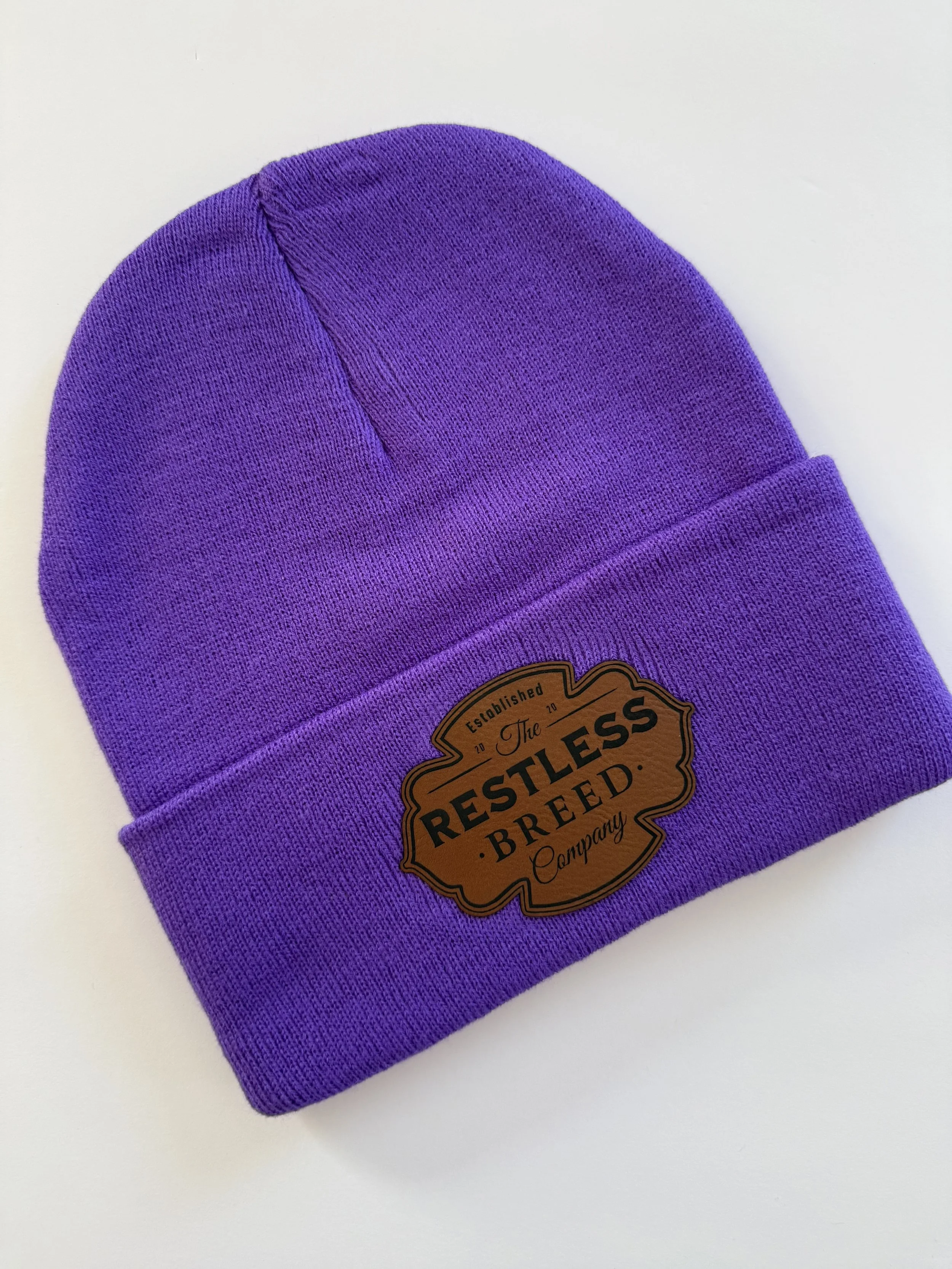 purple knit ski hat