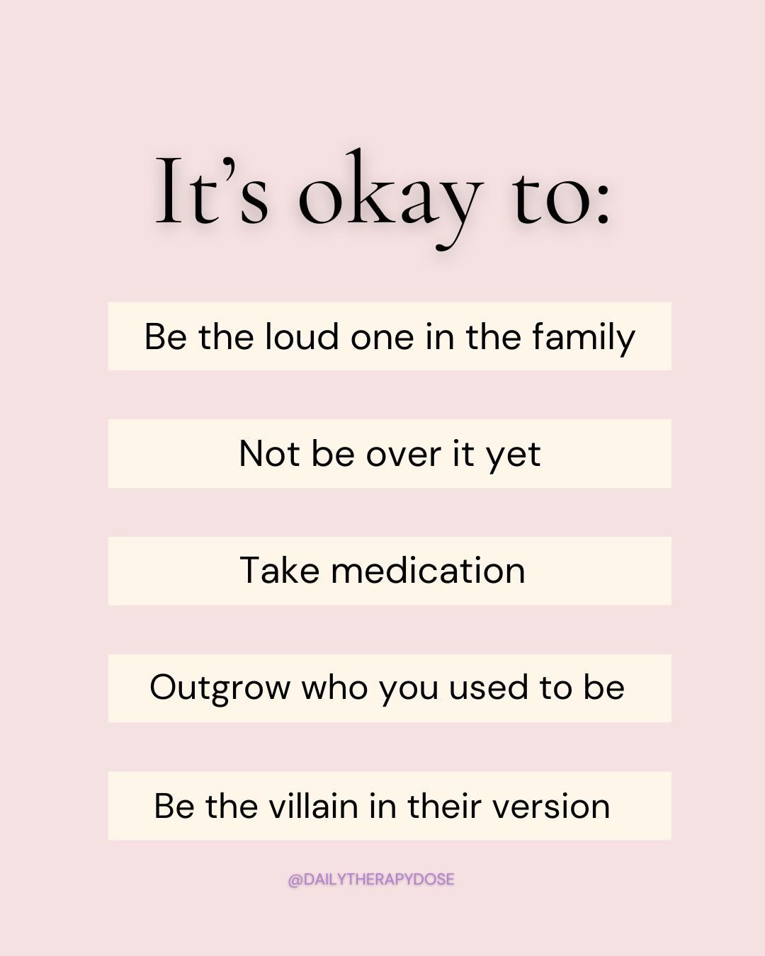 Things I give my clients permission to do that they didn't think they needed permission for.

Half the work of therapy is hearing someone say something out loud and watching their face change when they realize the thing they were ashamed of isn't act