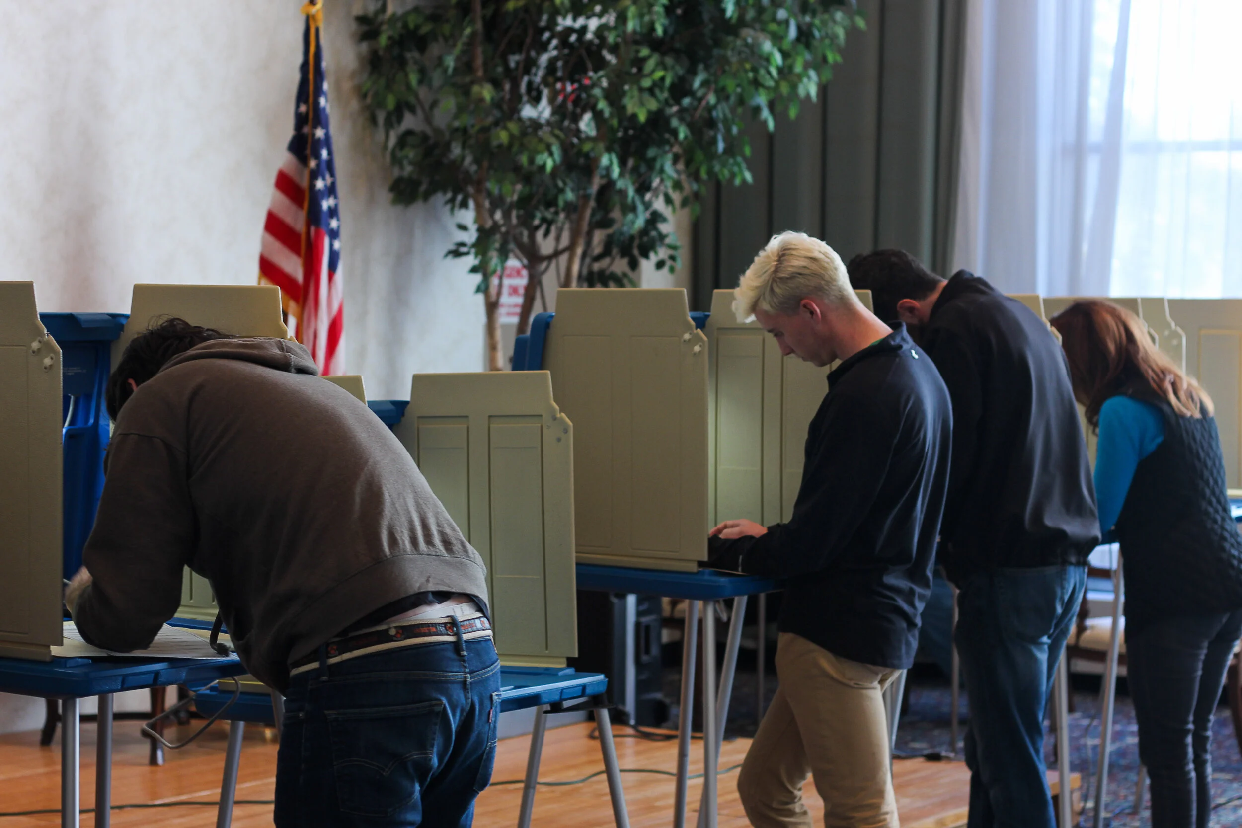 People voting at polling station