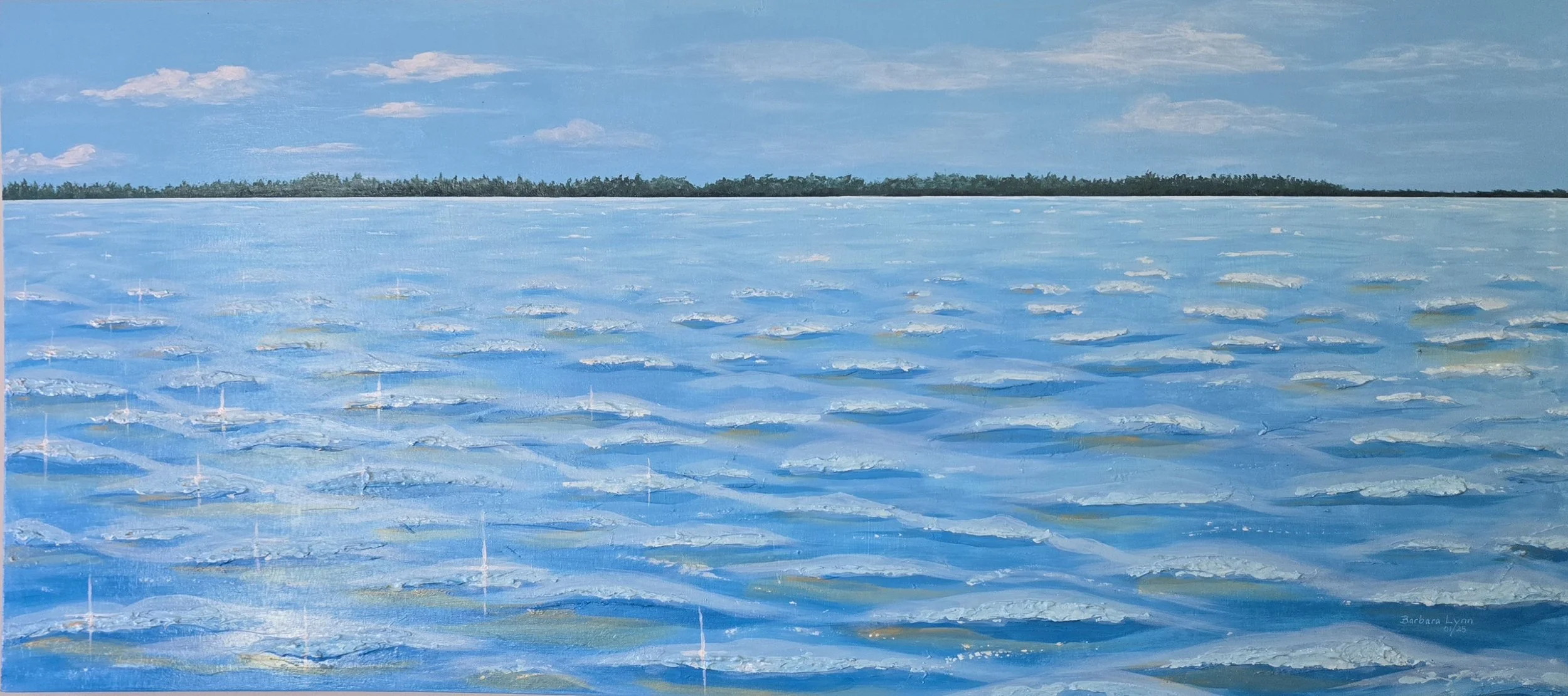 "Tranquility," 22x48" mixed media