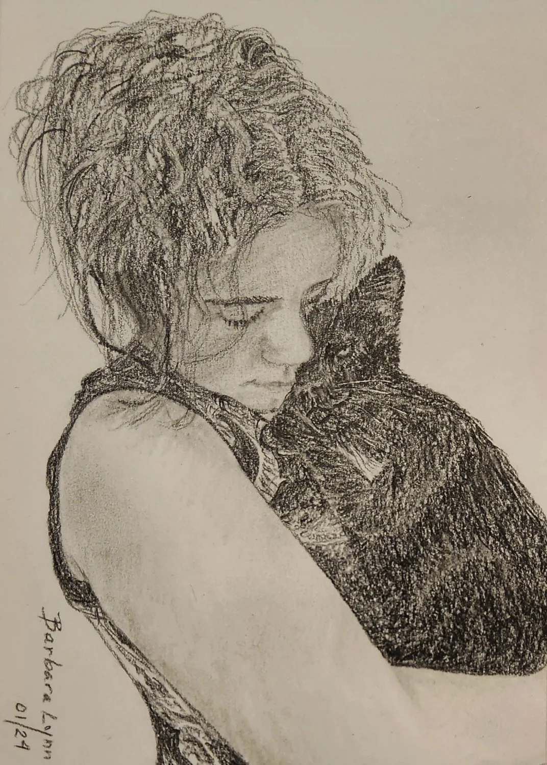 Memorial Portrait Family Pet Pencil Drawing