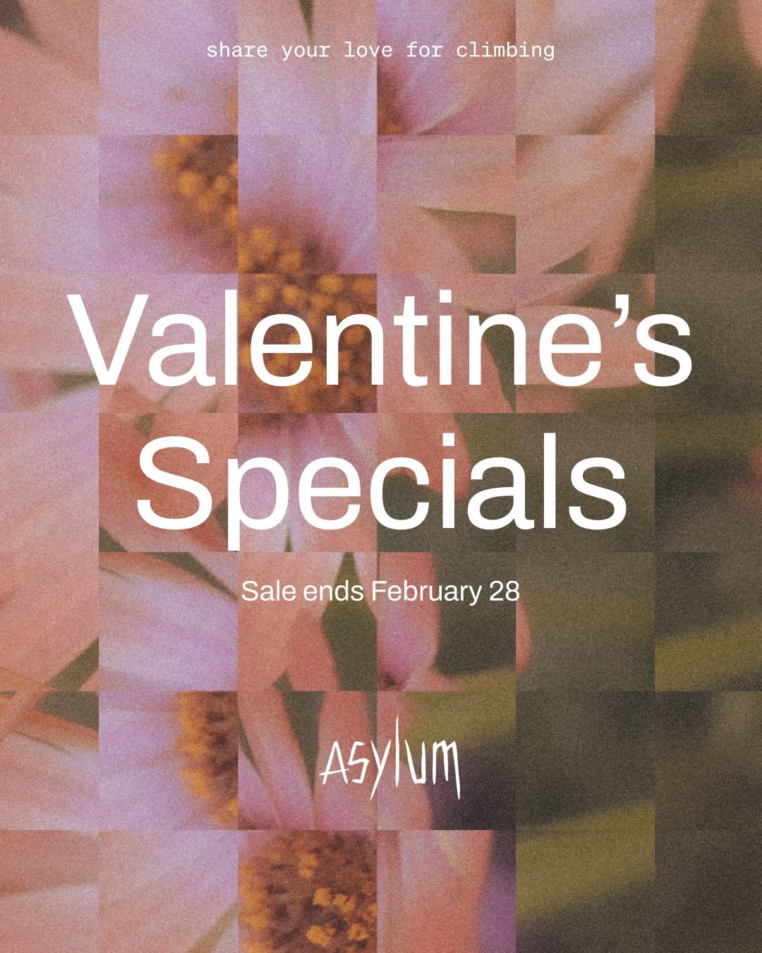 Share the love this month with our Valentine&rsquo;s Specials!

Climbing Day for 2 with rental gear + a free Intro to Bouldering Class and one extra week of access to practice your new skills. Intro to Bouldering Classes are available at 5:30pm Monda