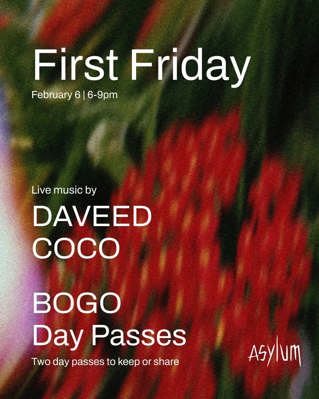 February First Friday is coming up! Buy a day pass, get another one free to share or save for another visit. We&rsquo;ll have @davidjohnoks and @courtneyasanders setting the vibe with live DJ sets 🪩

Be sure to grab a 2026 events punch pass when you