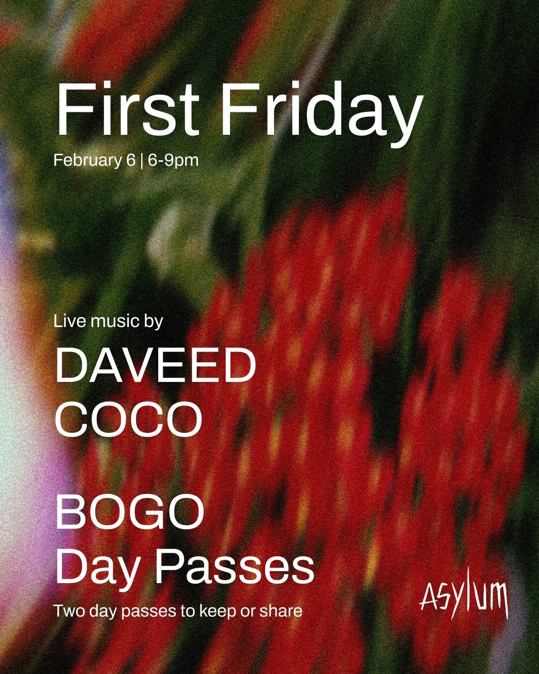 February First Friday is coming up! Buy a day pass, get another one free to share or save for another visit. We&rsquo;ll have @davidjohnoks and @courtneyasanders setting the vibe with live DJ sets 🪩

Be sure to grab a 2026 events punch pass when you