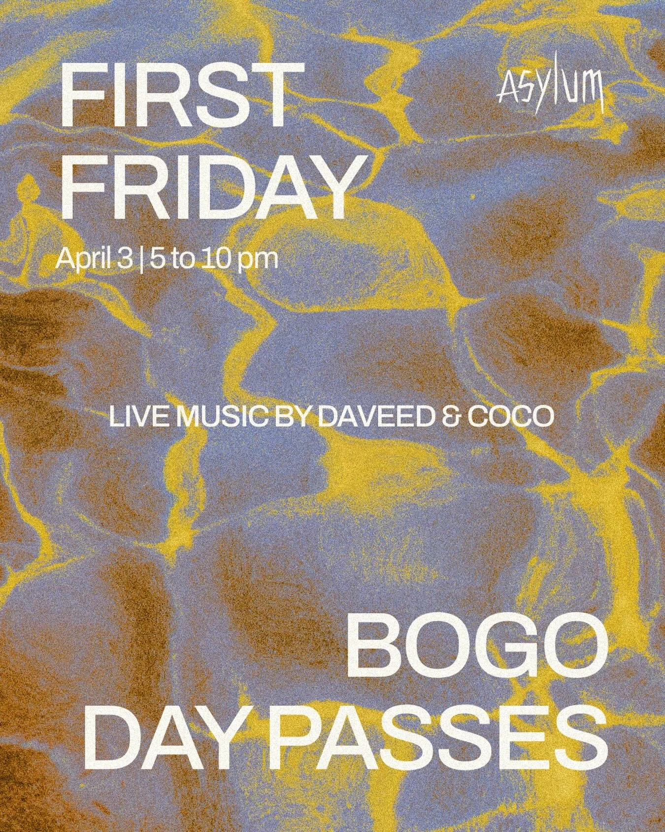 First Friday // April 3
Come climb and vibe with live music from @davidjohnoks and @courtneyasanders. Buy One, Get One on day passes to share with a friend or keep the extra pass for your next visit!