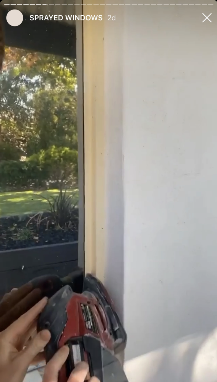 Sanding off the old paint