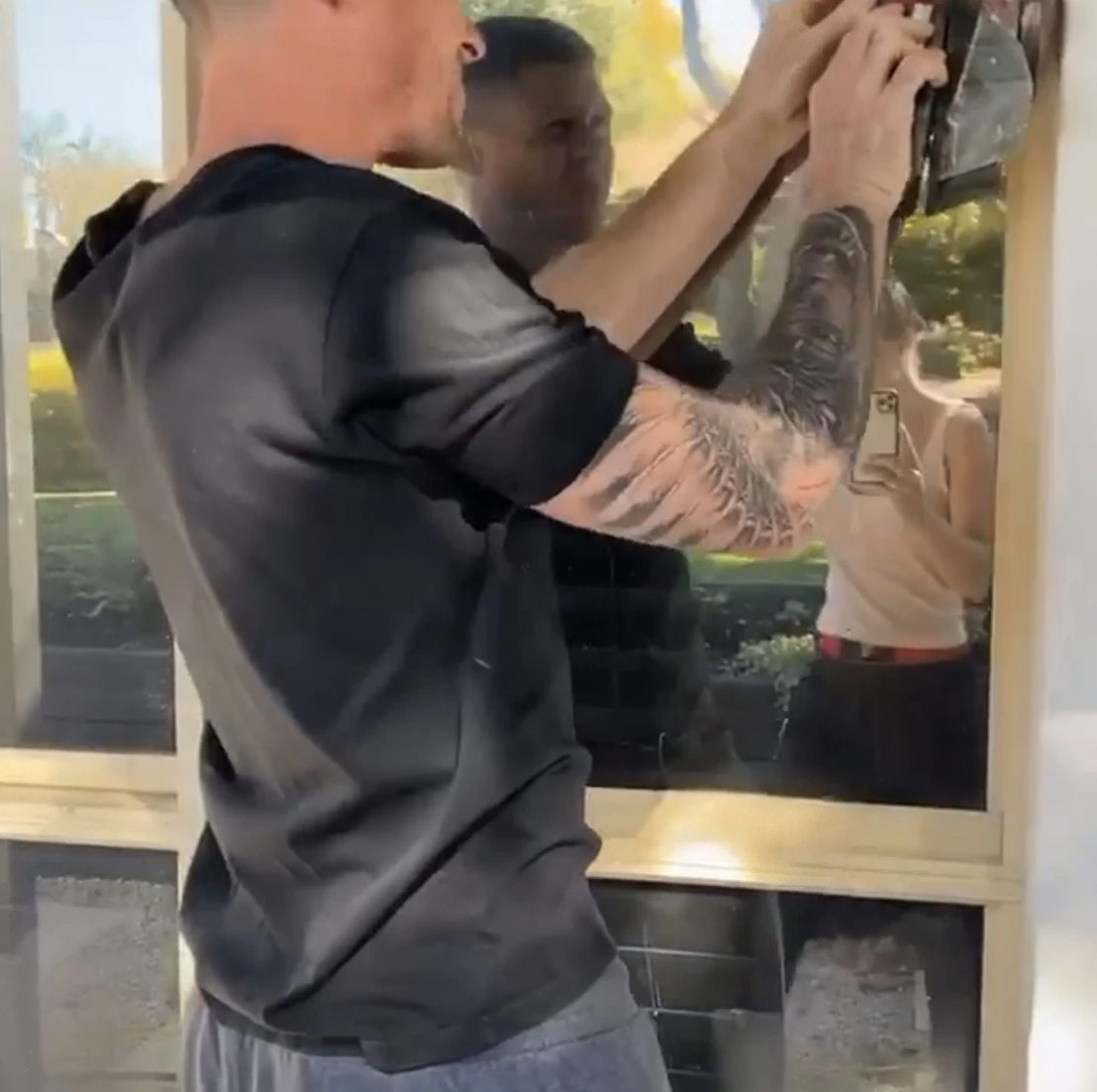 Sanding off the old paint