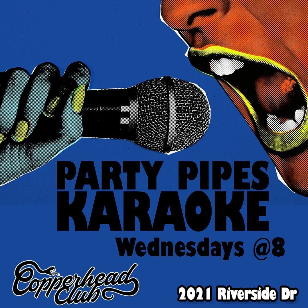 Show off them pipes on Wednesdays at @thecopperheadclub&rsquo;s Party Pipes Karaoke! Every Wednesday starting at 8pm. Bring your friends to cheer you on and take advantage of our 1/2 off pints all night. 🍻🎤🪩