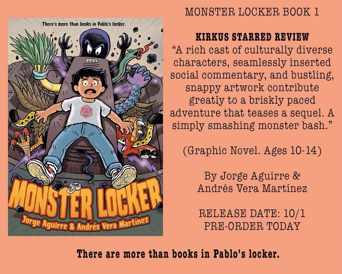 MONSTER LOCKER first review is out!

KIRKUS STARRED REVIEW &ldquo;A rich cast of culturally diverse characters, seamlessly inserted social commentary, and bustling, snappy artwork contribute greatly to a briskly paced adventure that teases a sequel. 