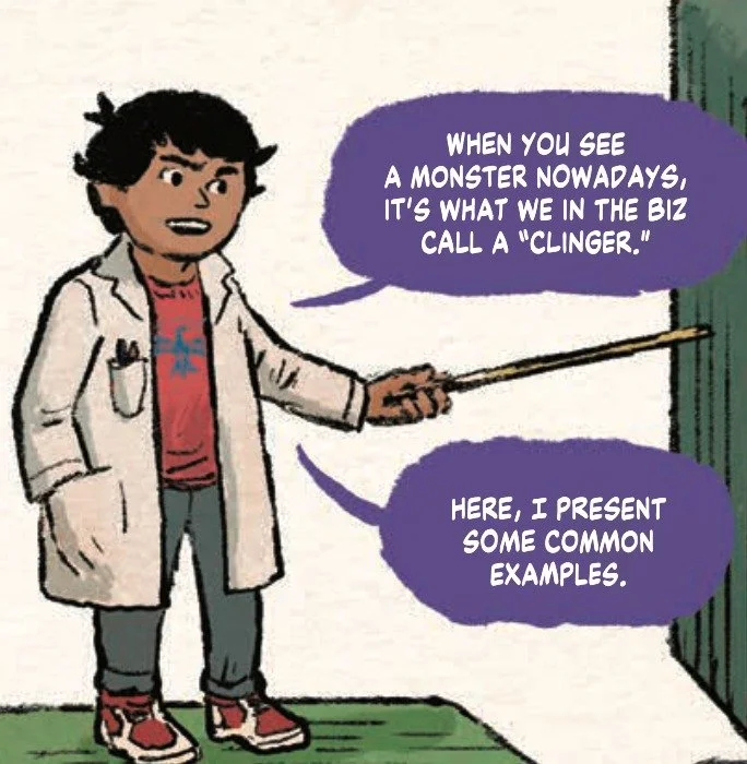What's a CLINGER? Find out when Pablo Teaches Monstering 101 in MONSTER LOCKER BOOK 2: NINE-TAIL TROUBLE (April 21st) From @01firstsecond and @avm_draw