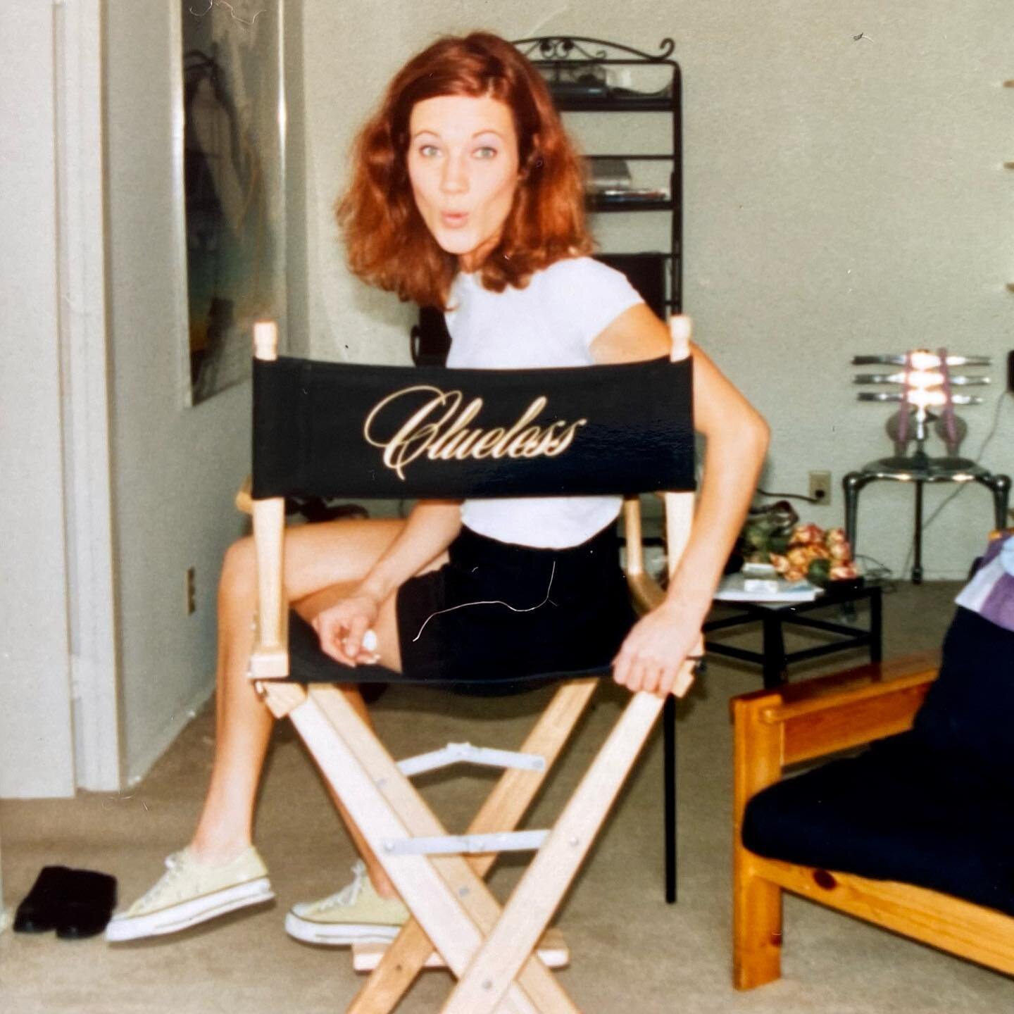 #tbt 26 years ago. In my #clueless set chair. In my living room 😂  p.s. If you zoom in you can see this awesome steel skeleton chair that I absolutely LOVED, as well as a basket of dried roses. Thankfully, my decor tastes have changed. You&rsquo;re 