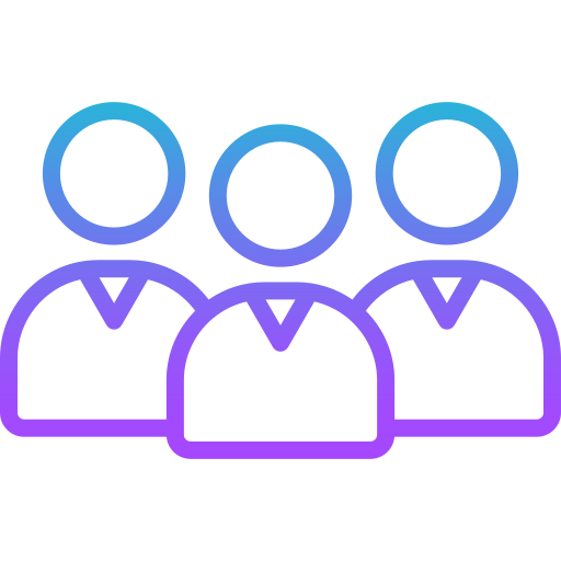 Abstract digital illustration with interconnected circular and rectangular shapes in shades of blue, purple, and pink.