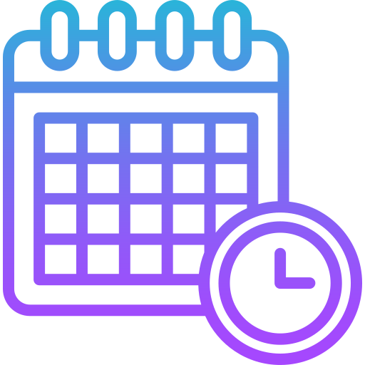 A pixelated colorful digital illustration of a calendar with a checkmark inside a circle.