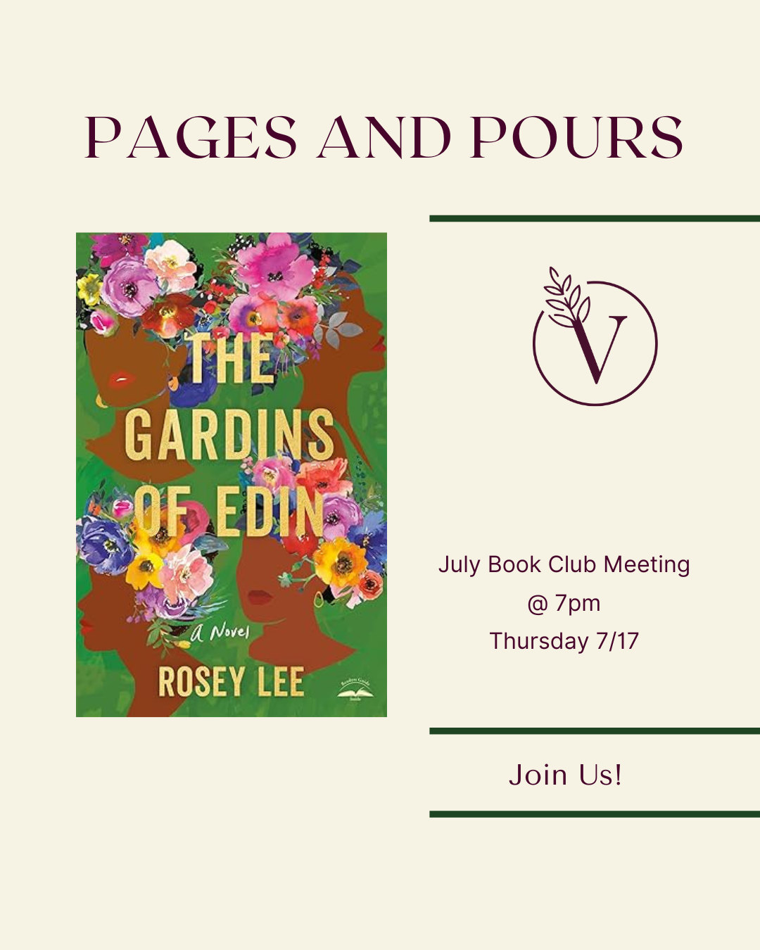 Pages and Pours July Book Club