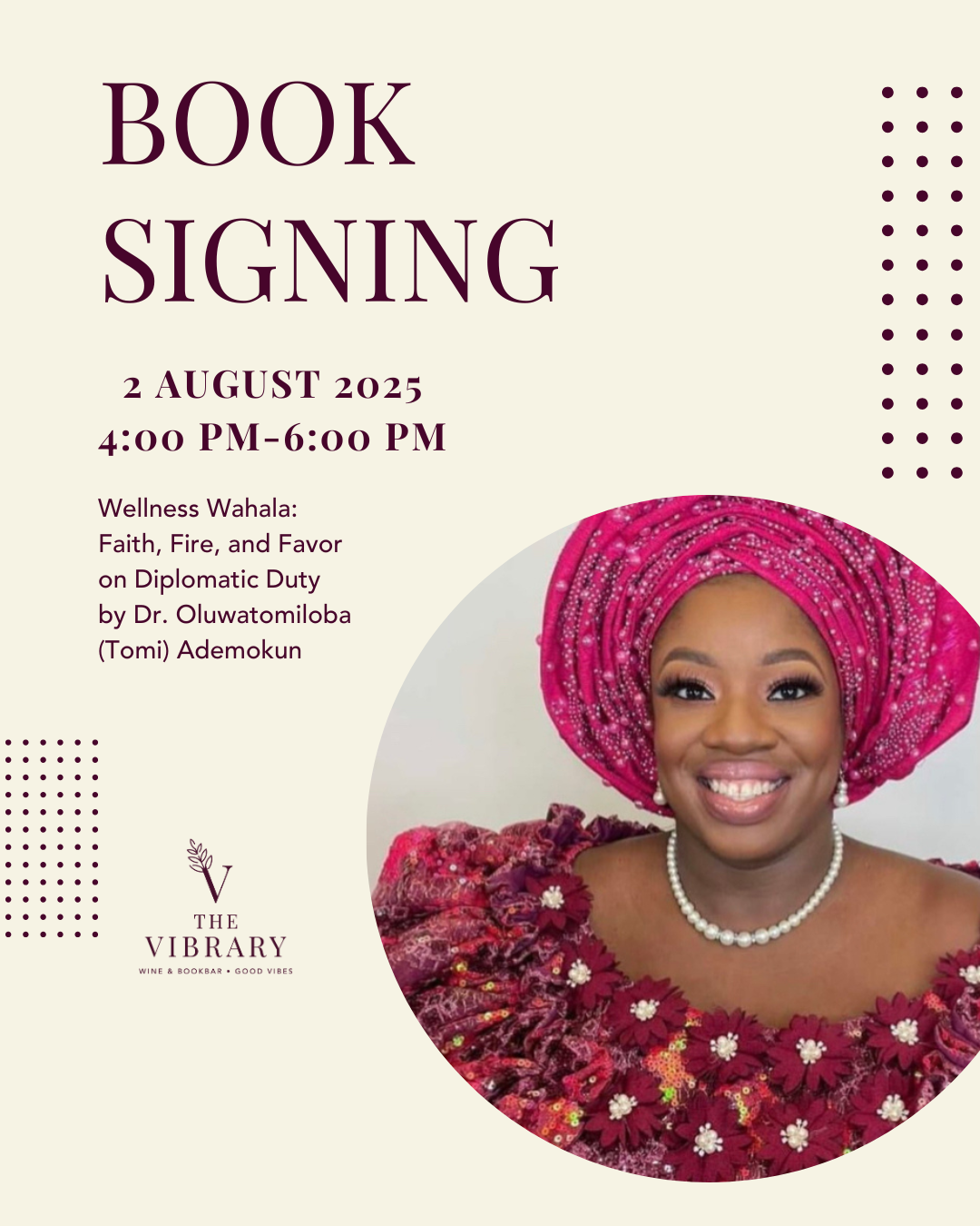 Book Signing w/Author Dr. Oluwatomiloba (Tomi) Ademokun