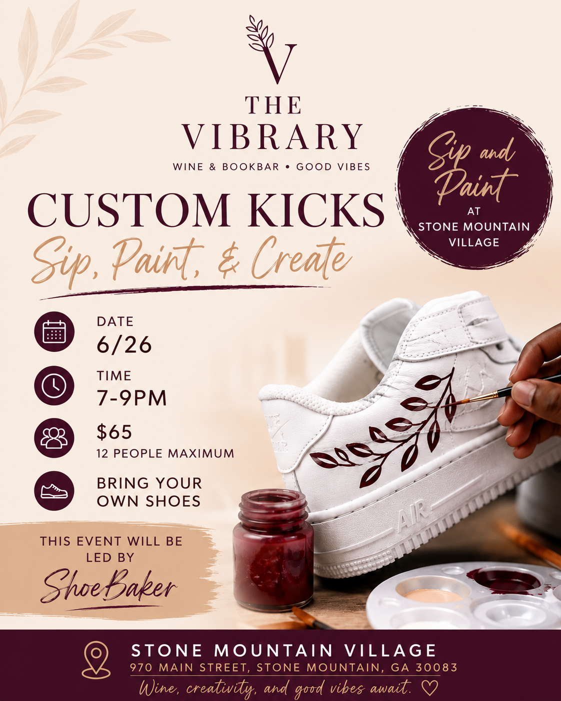 Sip, Paint, Create w/ShoeBaker