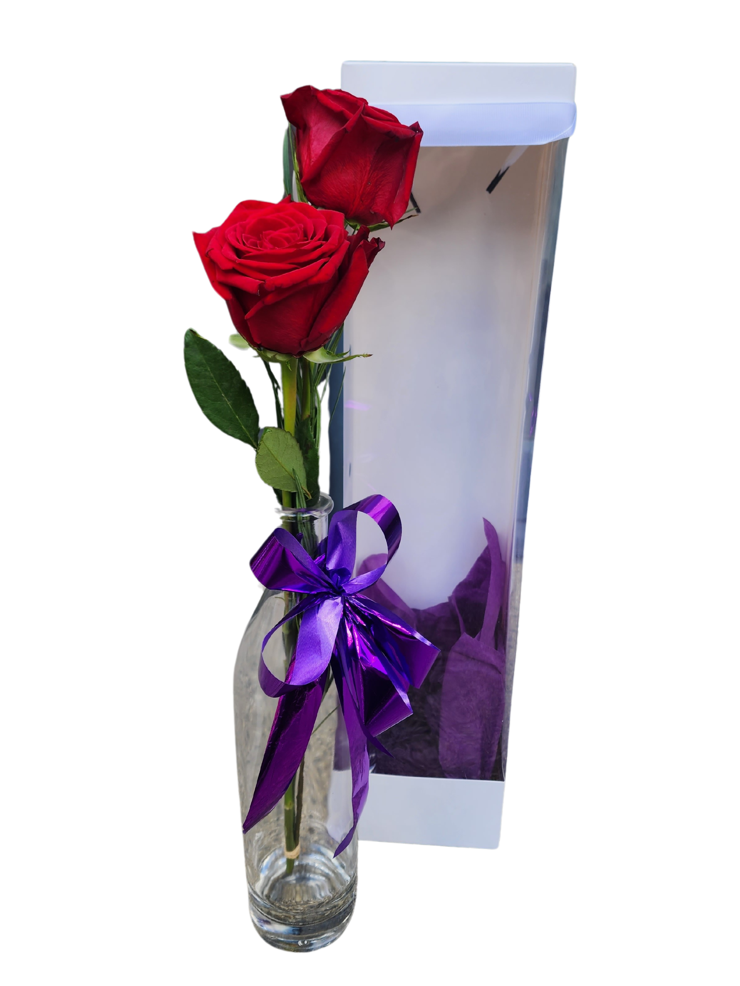 Red Rose Pair with Bud Vase - Valentine's Day Order